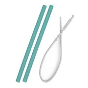 Minikoioi Flexi Straws – 2pcs Aqua Green & Brush