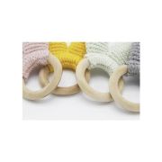 Babyjem Knitted Cotton & Wooden Ring Teether – Pink