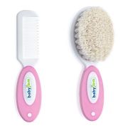 Babyjem Natural Bristle Brush & Comb Set – Pink