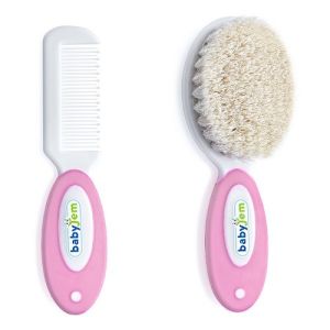 Babyjem Natural Bristle Brush & Comb Set – Pink