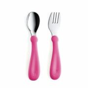 Babyjem Stainless Steel Fork & Spoon Set – Pink