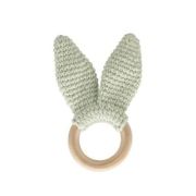 Babyjem Knitted Cotton & Wooden Ring Teether – Green